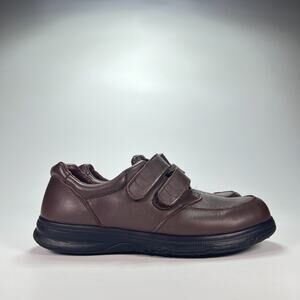 SureFit Brown Leather Casual Hook & Loop Strap Walking Shoes Men's Size 9.5